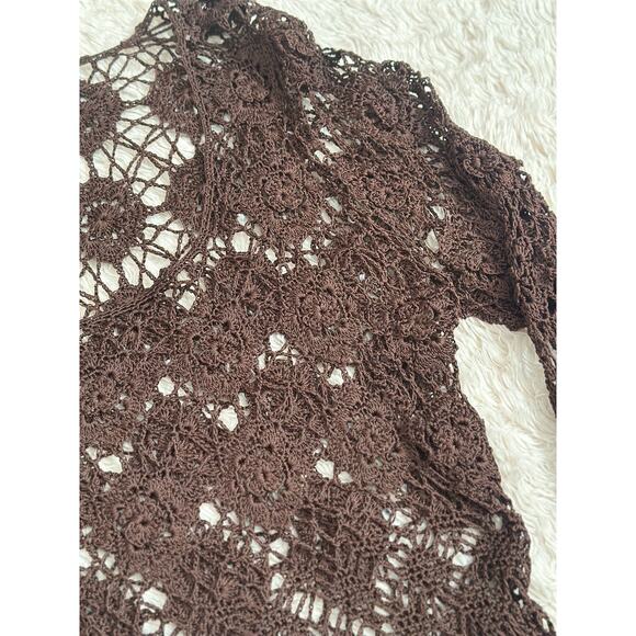 Y2K Vintage The Limited Womens Crochet Top M / L Brown Open Knit Boho Whimsigoth - Picture 7 of 8
